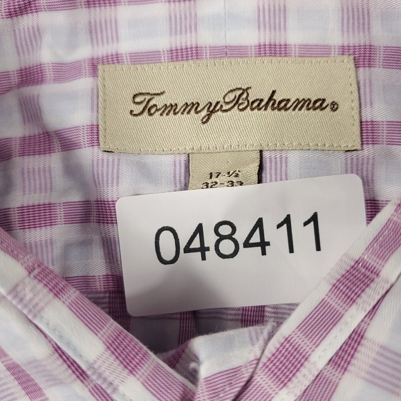 Tommy Bahama Shirt Mens 17.5 Purple Plaid Dress Button Up Long Sleeve * - Picture 7 of 7